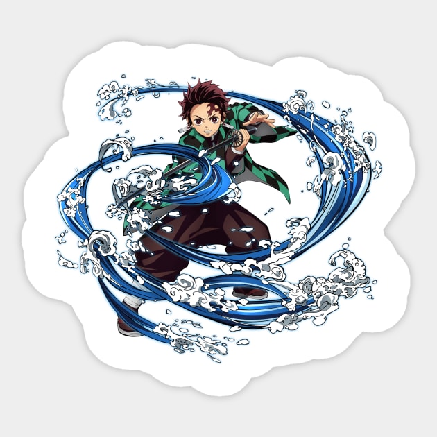 kimetsu no yaiba wikia demon slayer tanjiro manga covers design printing from the front and back Sticker by black lynx